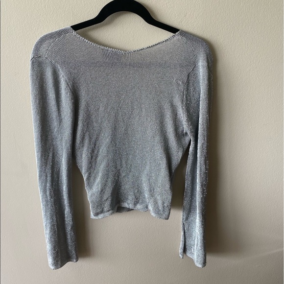 Topshop Silver Wrap Knit Top - Picture 5 of 7